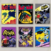 Cartoon B-Batman Classics Poster Self-adhesive Art Waterproof Paper Sticker Coffee House Bar Room Wall Decor