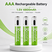 1.5v AAA Rechargeable Lithium Batteries 6800mAh Capacity,Type-C USB AAA Li-ion Battery 2000 times cycle with cable for free