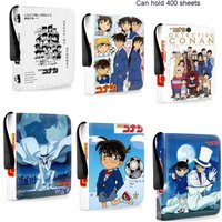 400pcs Large Capacity Detective Conan 4-grid Storage Leather Zipper Style Anime Peripheral Card Album Storage Multiple Styles