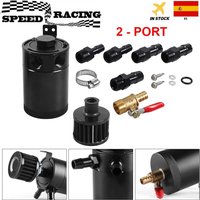 Réservoir de récupération d'huile en aluminium à déflecteur universel, réservoir à 2 ports avec Valve de vidange, Kit de filtre de cylindre de reniflard