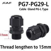 JIAF 10PCS Black PG7-PG25 Lengthen Cable Gland IP68 Waterproof Joint Plastic Seal Locking Connector
