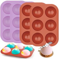 Circle Mold Chocolate 6-Cavity Semi Sphere Silicone Molds Half Sphere Baking molds BPA Free and Non-Stick Cylinder cookie mould