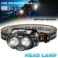 Powerful LED Wave Sensor Headlamp Adjustable Emergency Repairing Headlight Outdoor Camping Hiking Rechargeable Working Lantern