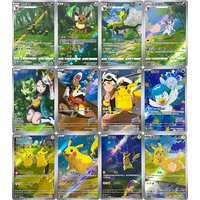 12 PCS Chinese Pokemon Cards High Quality Foil Card Eevee Quaxly Sprigatito Fuecoco Pikachu Rare Holographic Collection Cards