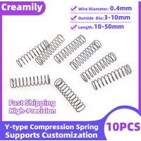 Creamily 10PCS/Lot Compression Spring Wire Diameter 0.4mm Micro Small Y-Shaped Compression Springs OD=3mm-10mm Length=10mm-50mm