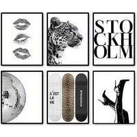 (2D canvas painting)1/6pcs Retro Leopard Cheetah Abstract Canvas Print Poster Y2k Chic Modern Minimalism Art Prints Living Ro