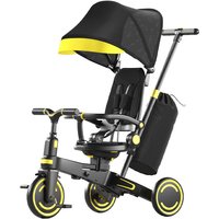 Baby Tricycle 9-in-1 Baby Push Bike Steer Stroller,Learning Toddler Bike/Detachable Guardrail,Adjustable Canopy