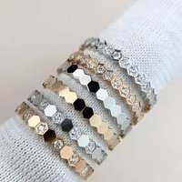 925 silver hexagonal classic women's honeycomb series can be worn alone or combined with diamond wedding rings
