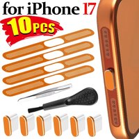 Orange Metal Speaker Mesh Cover Dust Plug Anti Dust Brush Tweezer Charging Dustplugs Cleaning Kit For IPhone 17 Air 17 Pro Max