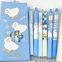 6Pcs/Set Cute Duck Gel Pens ST Nib Black Ink Ballpoint Pen Back To School Writing Pen Kawaii Stationery School Office Supplies