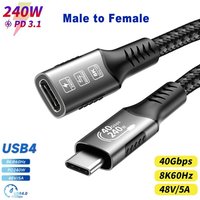 8k USB C Extension Cable Type C Extender Compatible For Thunderbolt 4/3 USB4.0/3.2/3.1 Fast Charging for MacBook laptop huawei