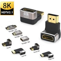 Mini HDTV 2.1 Connector Cable Adapter 8K 60HZ Degree Right Male to Female Converter HDTV Cable Extension For TV Laptop Monito PC
