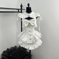 Japanese Kawaii Lolita Sweet 2 Piece Sets Woman Y2k Bow Design Tops + Ruffle High Waist Chic Pantskirt Female Cute Retro Sets