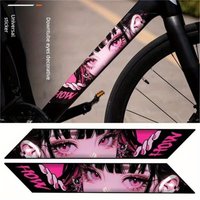 2PCS/SET 28cm Anime Girl Eyes Bicycle Frame Waterproof Vinyl Sticker, Assorted Colorful Designs For Bike Decor