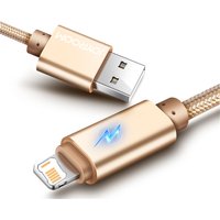 2m Smart Led Nylon Braided USB Fast Charging Cable For iPhone 11 12 13 Mini 14 Pro Max X XR XS Max 7 8 Plus Quick Charge Cable