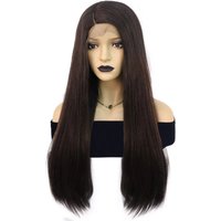 13x4x1 Lace Front Wig Dark Brown Long Straight Synthetic Wig Middle Part Heat Resistant Natural Wigs For Women Daily Wear