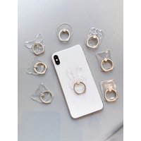 Random Shape Transparent Mobile Phone Ring Holder Acrylic Crystal Creative Ring Holder Stand 2 Pieces