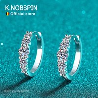KNOBSPIN D VVS1 Hoop Moissanite Earrings for Women GRA Certified Brilliant Round Diamond Solid s925 Silver Plated 18k Earring