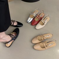 Bailamos 2026 Spring New Women Sandal Fashion Round Toe Slingback Shoes Soft Flat Heel Ladies Casual Dress Mules Shoe Mujer