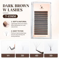 Supmacio Dark Brown 3D/4D/5D W YY Lashes 0.07mm C/D Curl 7-15mm Coffee 3DW 4DW 5DW Soft Eyelash Extensions