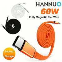 HANNUO PD 60W USB C to Type C Cable Magnetic Cable for iPhone Fast Charger Cable For Macbook Laptop Type C Cord Wire For Samsung