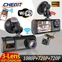 WIFI APP 3Channel Car DVR 1080P Dash Cam for Cars Dual Len car recording camera Optional Rear View Camera Car accessory