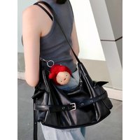 Samoonndoh Large Capacity Motorcycle Bag Women's Crossbody Shoulder Bag Belt Buckle Design 2026 Summer Fashion Handbag