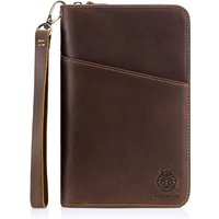 Large Capacity Genuine Leather Passport Holder Travel Passport Wallet Vintage Bifold Passport Case RFID Blocking Card Holder