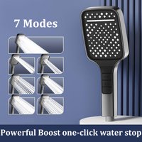 7 Modes Large Panel Shower Head Adjustable One Button Stop Bathroom High Pressure Water Saving Shower Set Bathroom Accessories