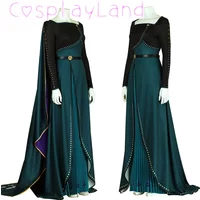Princess Anna Dress Cosplay Costume Fancy Carnival Halloween Party Costume Green Dress with Cloak Outfit Custom Made Anna Suit