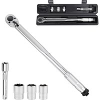 Ratchet Torque Wrench 1/2" Square Drive 28-210Nm, Wheel Nut Wrench incl. Extension & Wheel Bolt Sockets 17mm-19mm-21mm