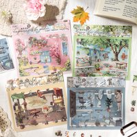 3Pcs "Garden & Room" PET Scene Stickers, 3D Cottagecore Interior & Exterior Decals