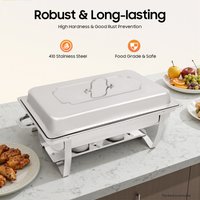 410 Stainless Steel Food Warmer Rectangular with Lid, Wear-resistant Catering Warmer 4L/4.23QT for Large Gatherings, Events