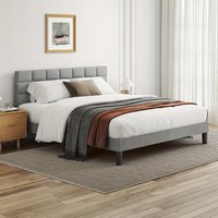 Bed Frames Velvet Upholstered Platform Bed Frame with Headboard and Strong Wooden Slats No Box Spring Needed