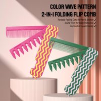 Portable Folding Hair Comb Plastic 2/3 in1 Multifunctional Fine Wide Tooth Daily Curly Hairdressing Comb Travel Pocket Mini Comb