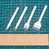 4pc/set Stainless Steel Rhombus Sewing & Punching Tool Set, DIY Stitching Chisel Set, Professional Leather Craftwork Punch Kit