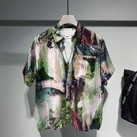 Short-sleeved Shirt Retro Hong Kong Style Hawaiian Half-sleeved Trendy Print Loose Casual Graffiti Shirt