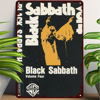 'Volume Four' Vintage Tin Sign - Black Sabbath Waterproof Wall Art - Vertical Album Poster with Hanging Rope/Chain