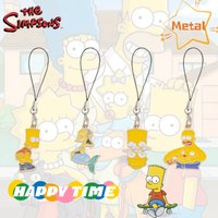 Simpsons Anime Peripheral Cartoon Metal Phone Chain Creative Kawaii Anti-Lost USB Accessory Keychain, Birthday Gift for Girls
