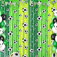 3Pcs Football Foil Tassel Backdrop Green Ribbon Gold Foil Streamers Sports Themed Birthday Party Decor Photo Studio Props Gifts