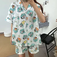 Hatsune Miku Cartoon Kawaii Printed Short Sleeve Shorts Set Summer Two-piece Pajamas Princess Style Girly Sweet Home Clothes
