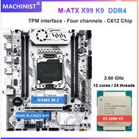 MACHINIST X99 K9 Motherboard Kit Set With Xeon E5 2690 V3 Or E5 2699 V3 LGA 2011-3 CPU Support DDR4 RAM TPM2.0 NVME M.2 C612