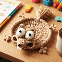 Handmade Crochet Squirrel Coasters – Cute Heat-Resistant Table Mats for Coffee Cups, Dining Tables, Party Decor & Fun Gifts