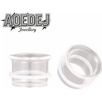 AOEDEJ 1 PC/1 Pair 6-25MM Hollow Glass Ear Plugs And Tunnel Women Men Clear White Large Gauges Flesh Strecher Expander Piercings
