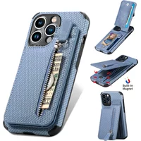 Zipper Cards Wallet Leather Phone Case For iPhone 16 Pro Max 15 14 Plus 13 12 Mini 11 X XS XR SE 2022 Purse Card Solt Cover