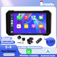 Jansite 6,25-calowy przenośny motocyklowy wyświetlacz z funkcją CarPlay i Android Auto, wbudowanym rejestratorem jazdy (DVR), czujnikiem ciśnienia w oponach (TPMS), wodoodpornością IP67, nawigacją GPS