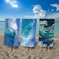 Artistic Illustration W-waves Towel ultra-fine fiber quick drying absorbent bath towel, outdoor swimming sports towel