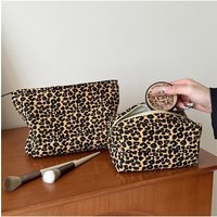 Autumn and Winter Leopard Print Makeup Bag Large Capacity Toiletry Bag Women's Makeup Pouch Travel Cosmetic Organizer Bag