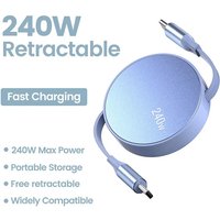 240W USB C Fast Charging Cable Type C Retractable PD Data Wire For iPhone 16 Xiaomi Huawei MacBook iPad Laptop Fast Charger Cord