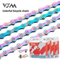 Mountain bike chains are fully electroplated with anti-rust and colorful 8/9/10/11-speed road folding bike gear shifting chains